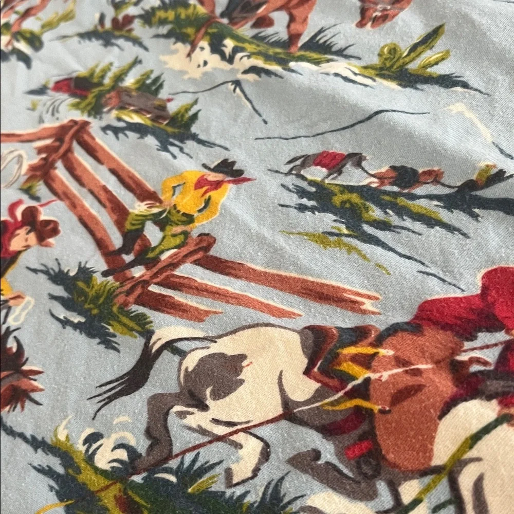 Nick & Nora Rio Grande Flat Sheet Twin Cotton Cowboy Ranch Western Horse Bedding